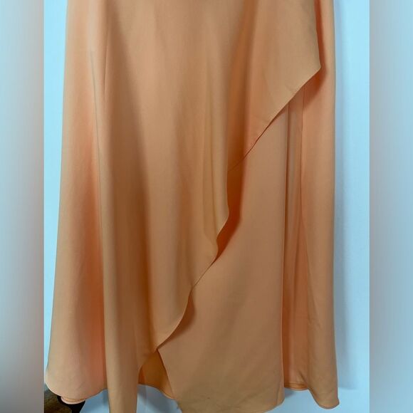 BCBG MAXAZRIA light orange/yellow asymmetrical wrap skirt, side zipper, XS - Picture 13 of 13